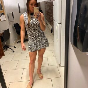 Chic Black and White Patterned Mini Dress